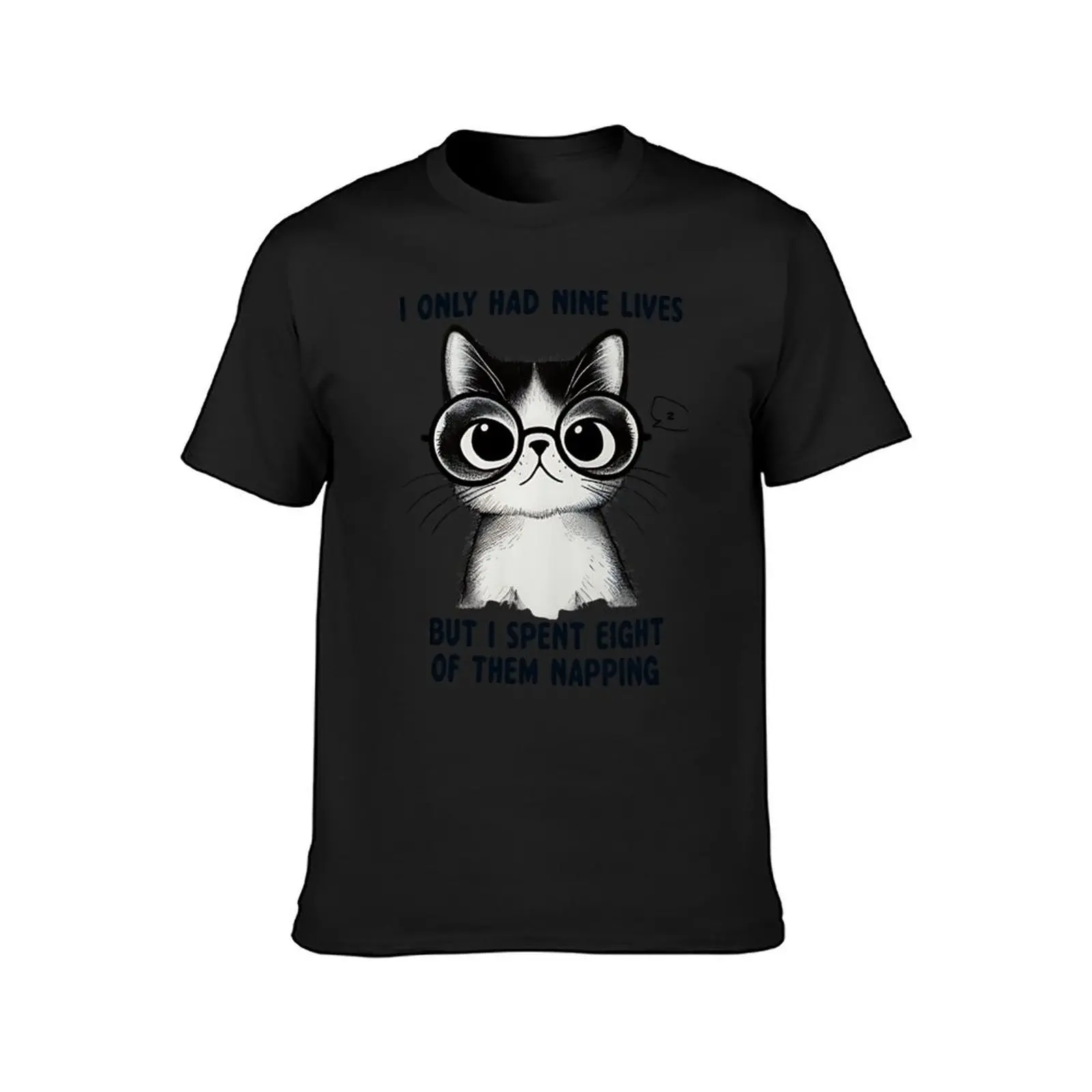 Snooze & Style: Cat with Glasses - Funny Cat Lover T-Shirt oversized quick-drying anime kawaii clothes mens t shirt graphic