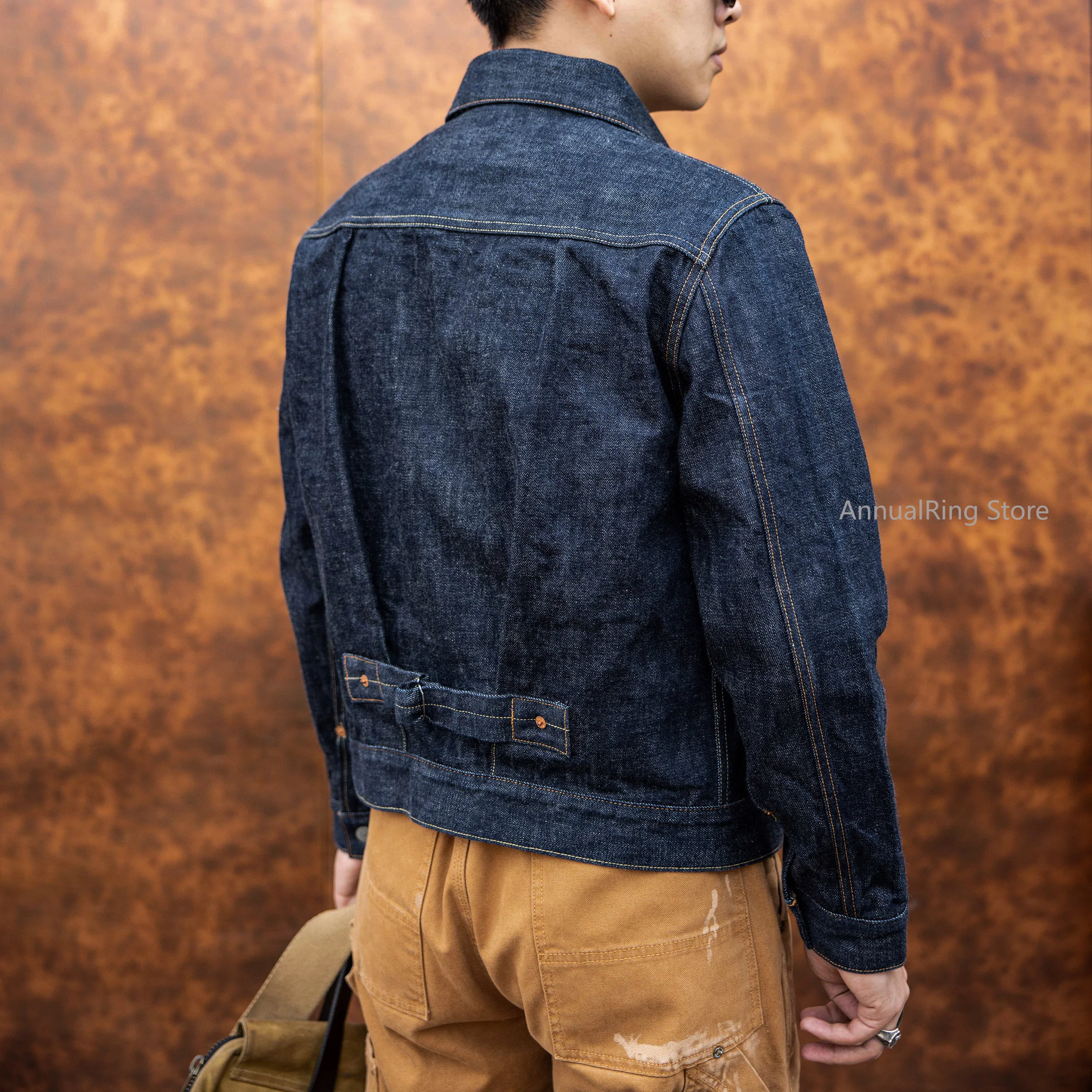 เสื้อแจ็คเก็ตยีนส์ทรงหลวมสีเขียว รุ่น Red Tornado Cow King คอปกผลไม้ ผ้าดิบขอบดิบ สไตล์คาวบอยตะวันตก รุ่น Lot510