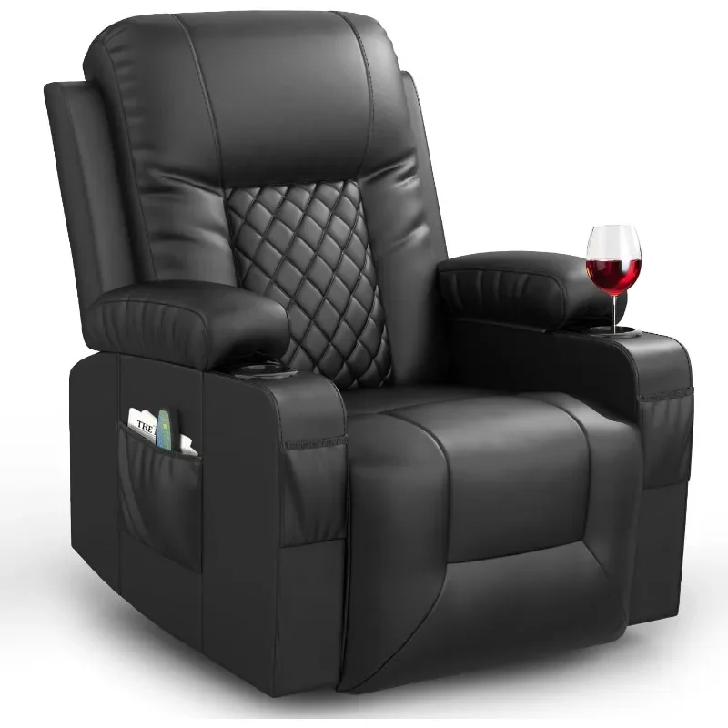 ZHENXIANG Recliner Chairs for Adults, Massage Rocker with Heated Modern Ergonomic Lounge 360 Degree Swivel Single Sofa Seat