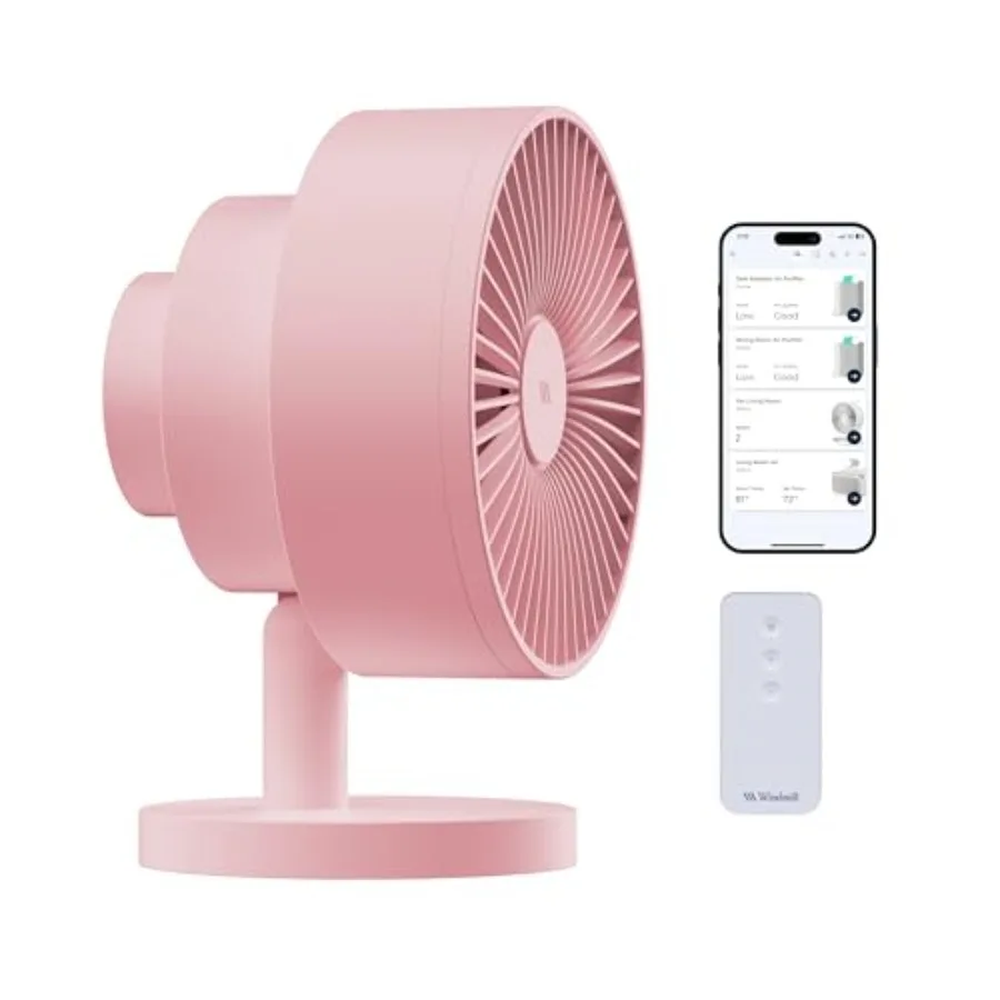 

Smart Fan Ultra-Quiet 2-in-1 Air Circulator with Remote 5-Speed Compact Cooling Fan Whisper-Quiet - App Compatible Pink