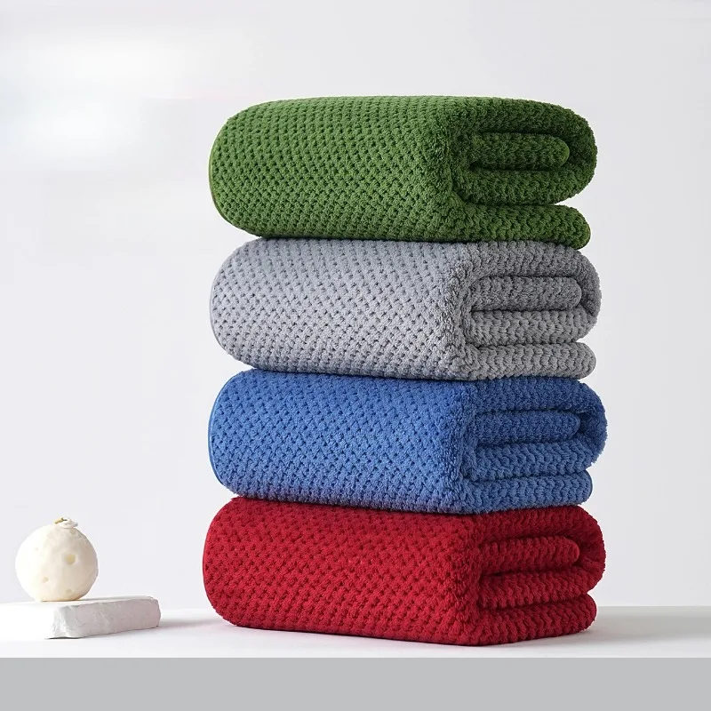 Coral Fleece Pineapple Lattice Towel Bath Towel Beach Towel Wrap Thickened Enlarged Absorbent No Shedding Bath Towel  Hair Towel