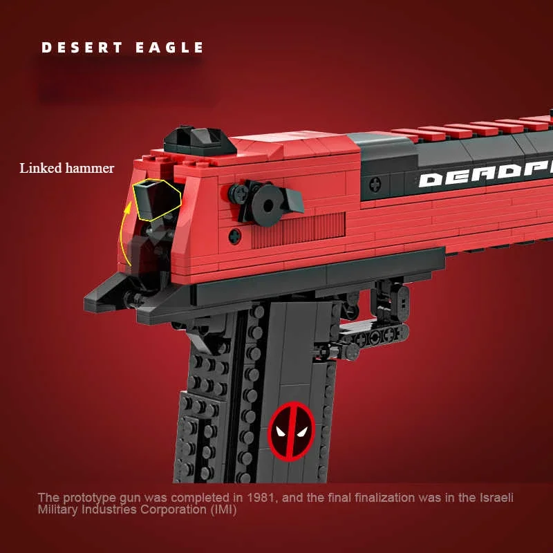 MOC Desert Eagle Deadpool Toy Building Block Gun Can Shoot New Style Advanced Black Technology Boy Hobby Toy Bricks Model - Image 6