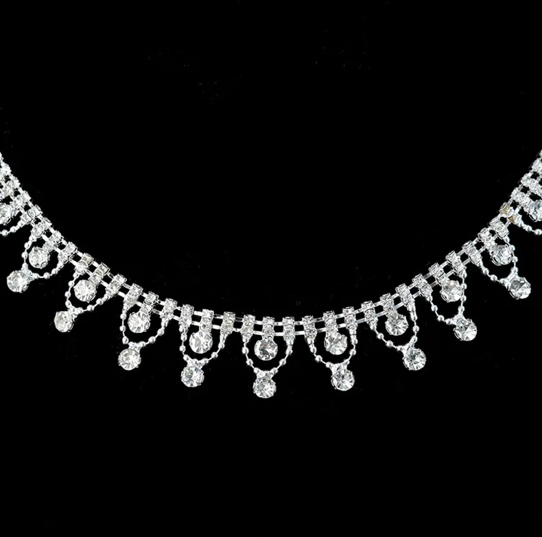 10 Yards Strass Kette Sparkle Kristall Diamant Silber Quaste Strass Kleidung Zubehör DIY Hochzeit Party Geschenk Dekoration – Detail 4