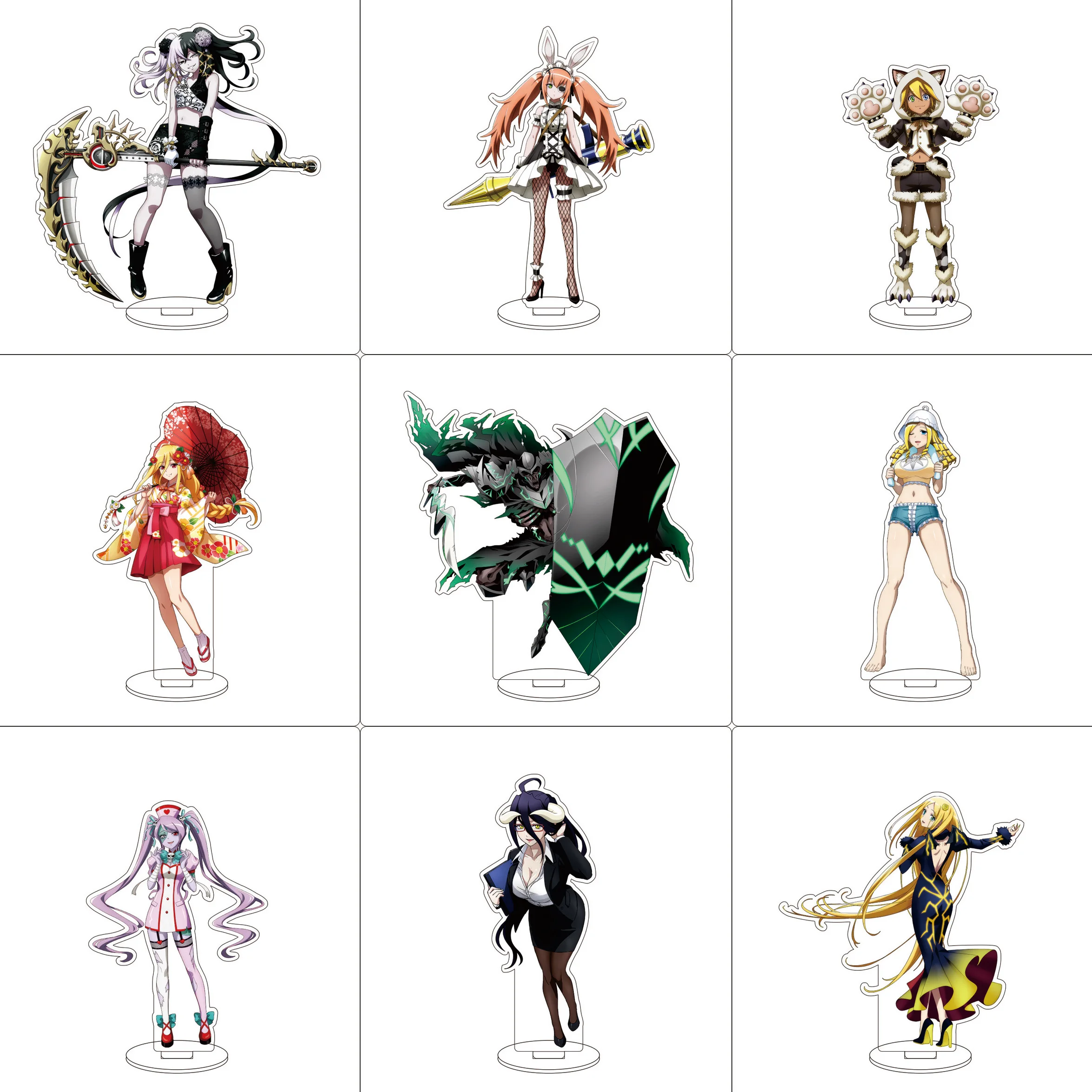 Anime Overlord acrílico soporte adornos Ainz Ooal vestido Shalltear Bloodfallen albedo Cocytus figura soporte regalos de Halloween