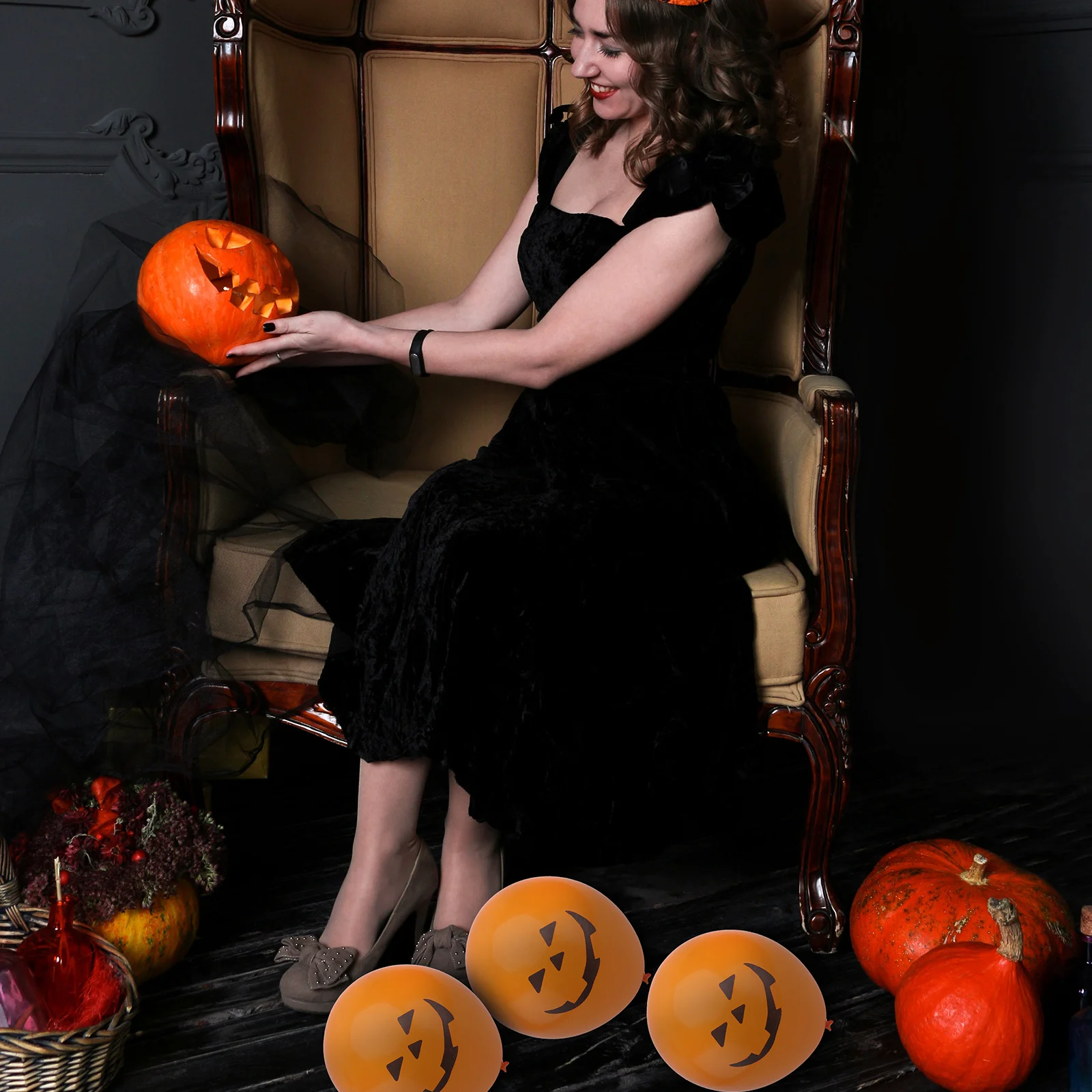 

60Pcs Halloween Party Decorations Latex Balloons Skull Pumpkin Spider Web Printed Balloon Set Supplies Party Latex Balloons