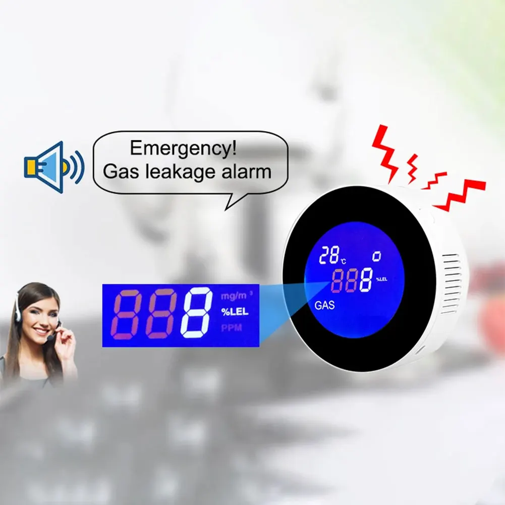 Detector de fugas de Gas inalámbrico con pantalla LCD, alarma de Gas Natural, Sensor de Gas Combustible, dispositivo de seguridad para el hogar de alta sensibilidad