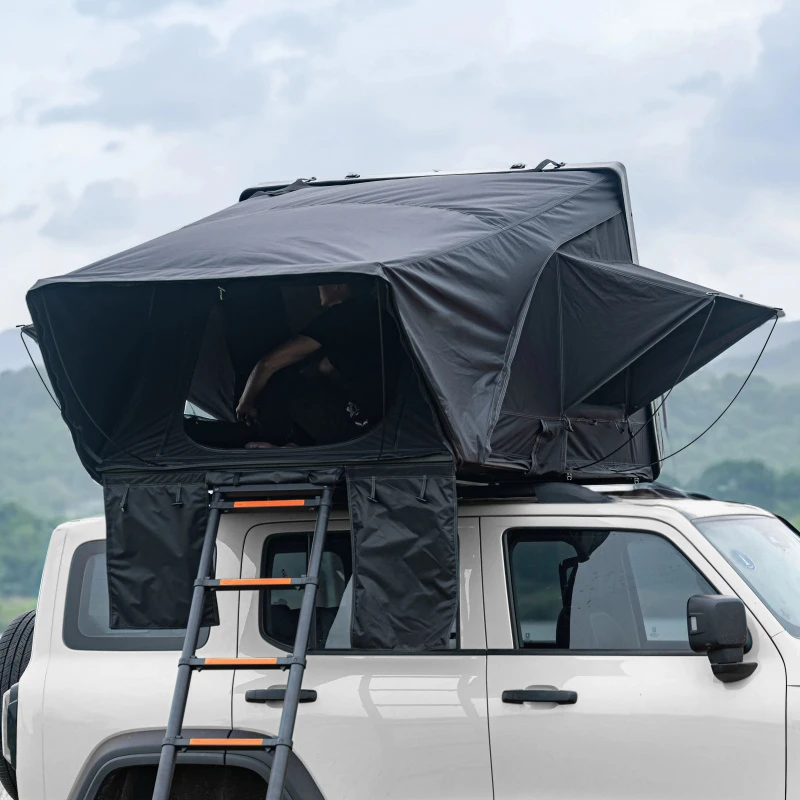 Off Road Ultra Light Hard Shell Rooftop Tent, 4 Person Foldable Vehicle Camping Shelter