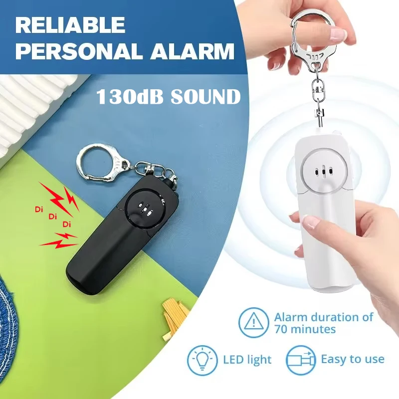 Lighter And Thinner Female Portable Alarm With Keychain Electronic Whistle,130dB Volume,Backpack Pendant LED Protective Lighting