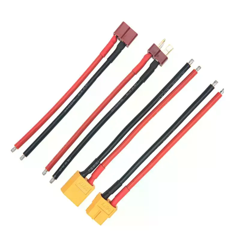 

Кабель Deans Ultra Pigtail с разъемом T-типа (папа/мама), 10 см, 12/14AWG, мягкий силиконовый провод для расширения питания LiPo аккумуляторов радиоуправляемых квадрокоптеров