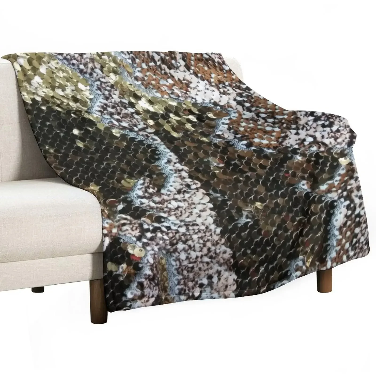 Sequins in Snake Skin Pattern Throw Blanket Flannel Camping Blankets