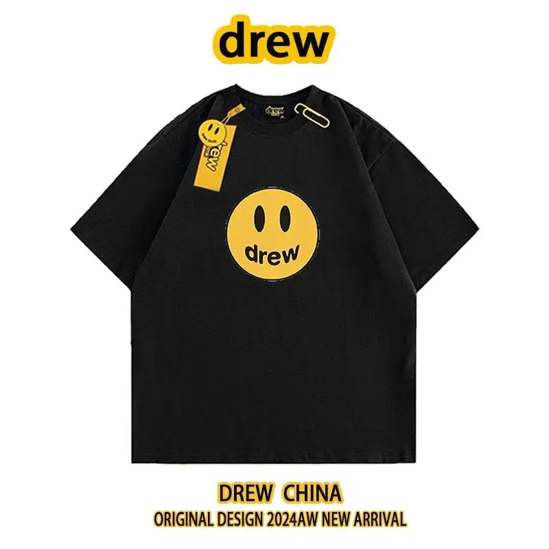 Drew House Smiley T Shirt Men Women Cotton Oversized Short Sleeve American Streetwear Casual Unisex Couple Tee