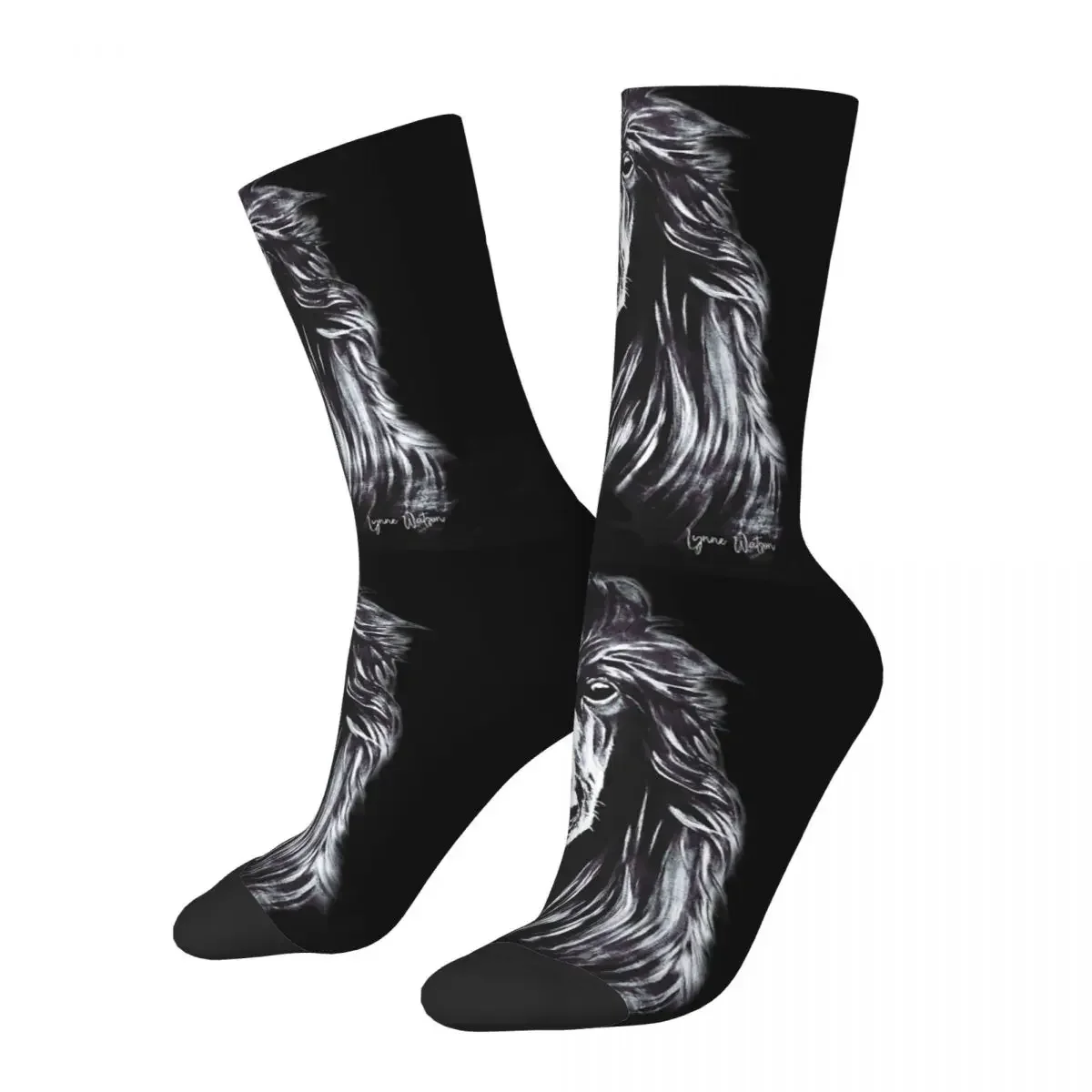 

Afghan In Shadows Black Afghan Hound Socks Harajuku Sweat Absorbing Stockings All Season Long Socks Accessories for Unisex Gifts