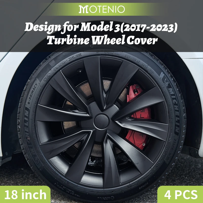

4 шт. дизайн для TESLA Model 3 2017-2023 18-дюймовый турбинный стиль, колпаки ступиц, только для модели 3, аксессуары для крышек колес