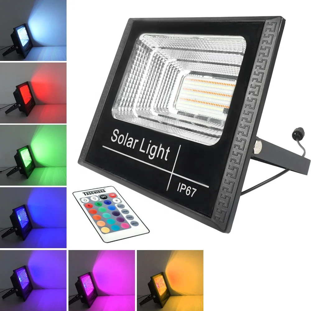 High Bright Abs New Solar Rgb Flood Light Waterproof Ip65 Color Changeable Outdoor Remote Control Smart Lights