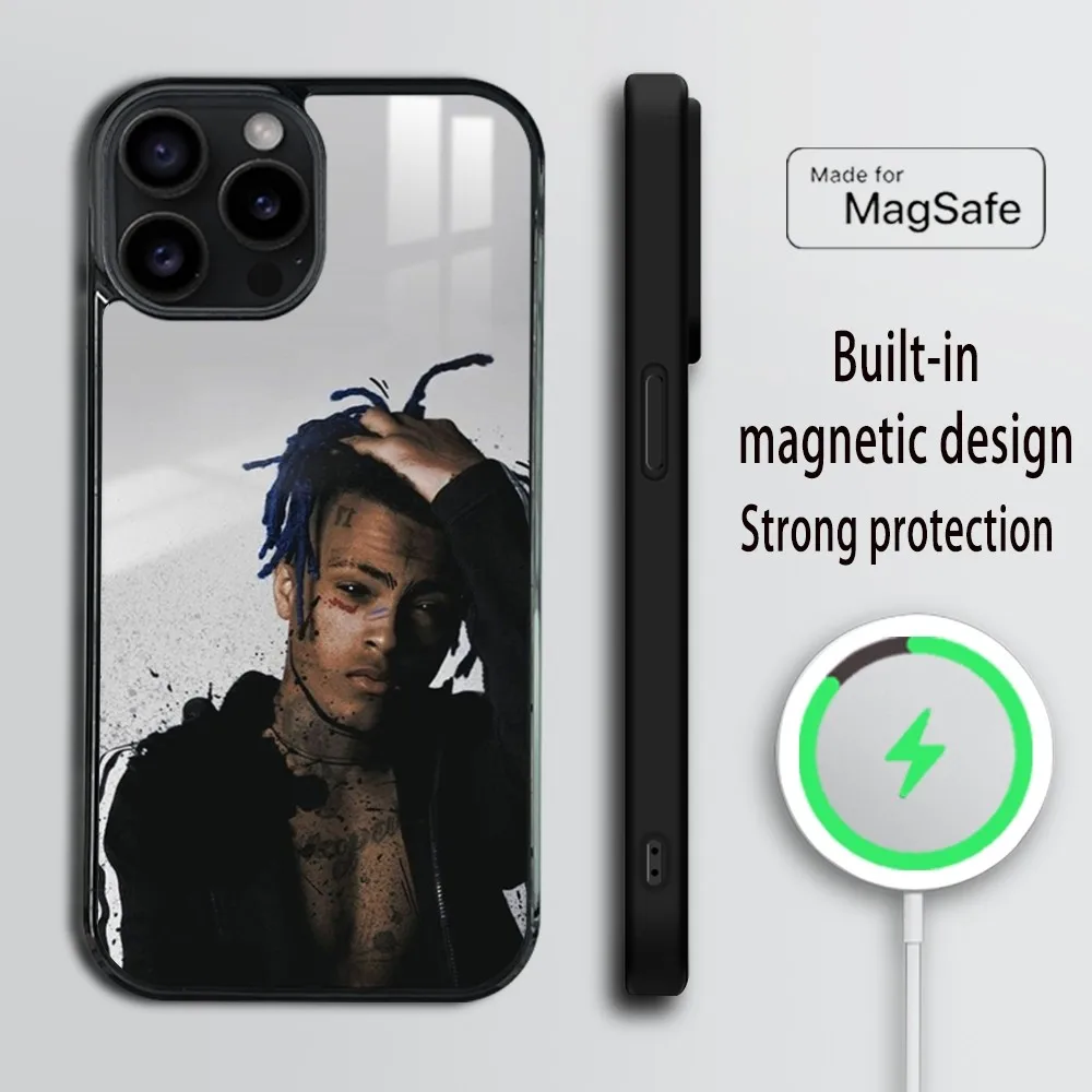 X-XXXTentacions 17 Rapper Phone Case For iPhone 16 15 14 13 12 11 Pro Max Plus Mini Magsafe Mirror Wireless Magnetic Cover