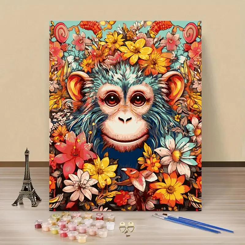 

600895 Painting by Numbers For Adult Cute little monkey Dropshipping Canvas Oil Paint by Number Home Decor