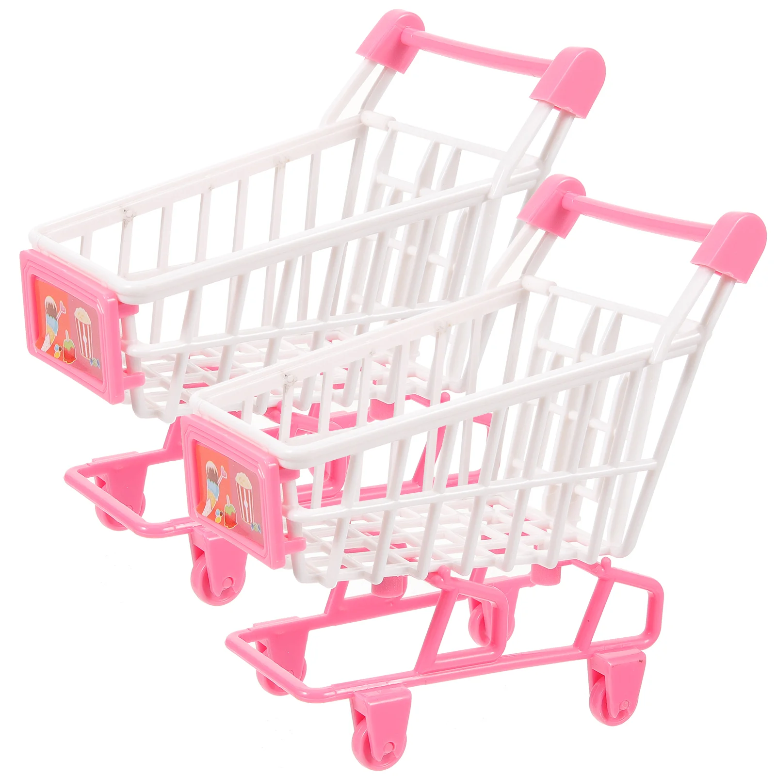2 Pcs Mini Shopping Cart Toys for Toddlers 1-3 Kids Carts Groceries Pretend Play Grocery Model