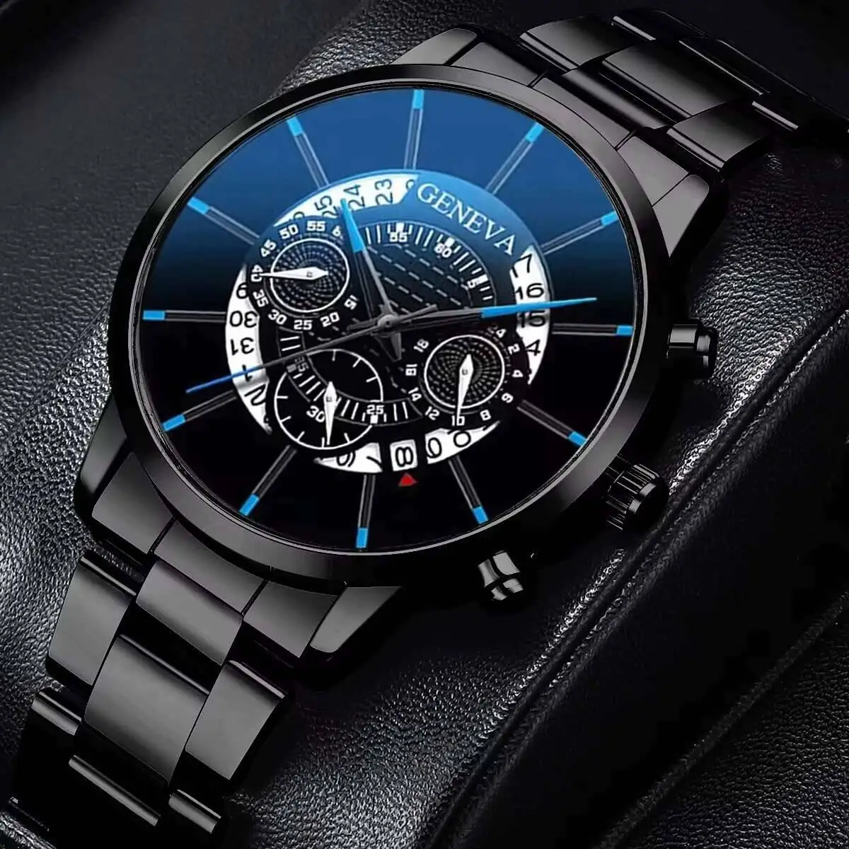 2 STUKS Mannen Zakelijke Horloges Mode Stalen Band Mannelijke Analoge Quartz Horloge Lederen Armband Set Relogio Masculino (zonder Doos