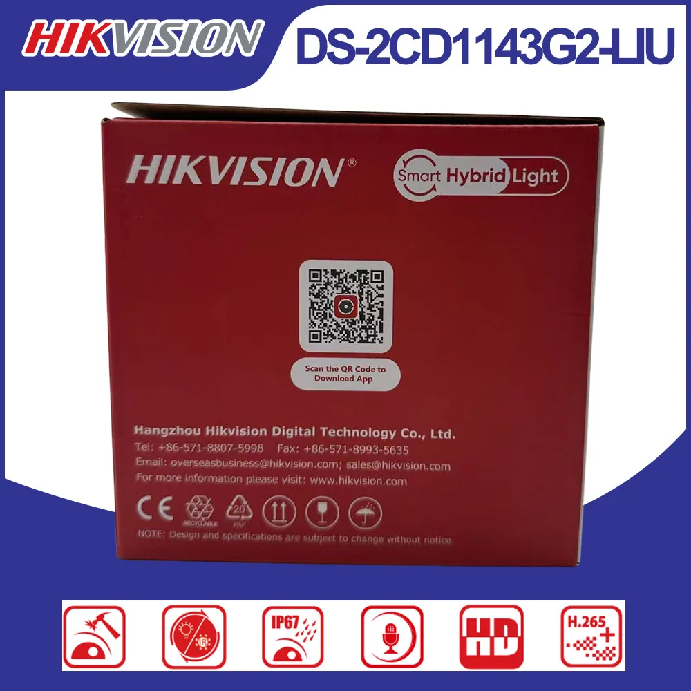 Hikvision DS-2CD1143G2-LIU 4MP Dome Network Camera Smart Hybrid Light Human & Vehicle Detection Built-in Mic IP67 IK08 PoE Camer