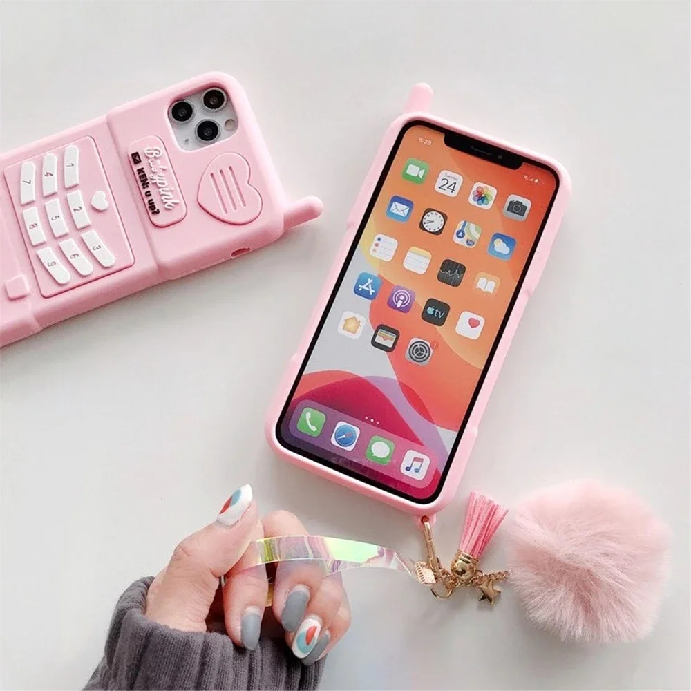 Cute Pink Love Heart Kid Girl Gift Phone Case for IPhone 15 11 13 14 Pro Max 12 Mini XR XS X 7 8 Plus Soft Silicone Back Cover
