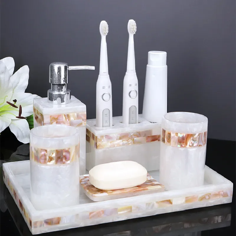 Resin Bathroom Accessories Set Washing Tools Bottle Mouthwash Cup Soap Toothbrush Holder Household Supplies Wedding Supplies