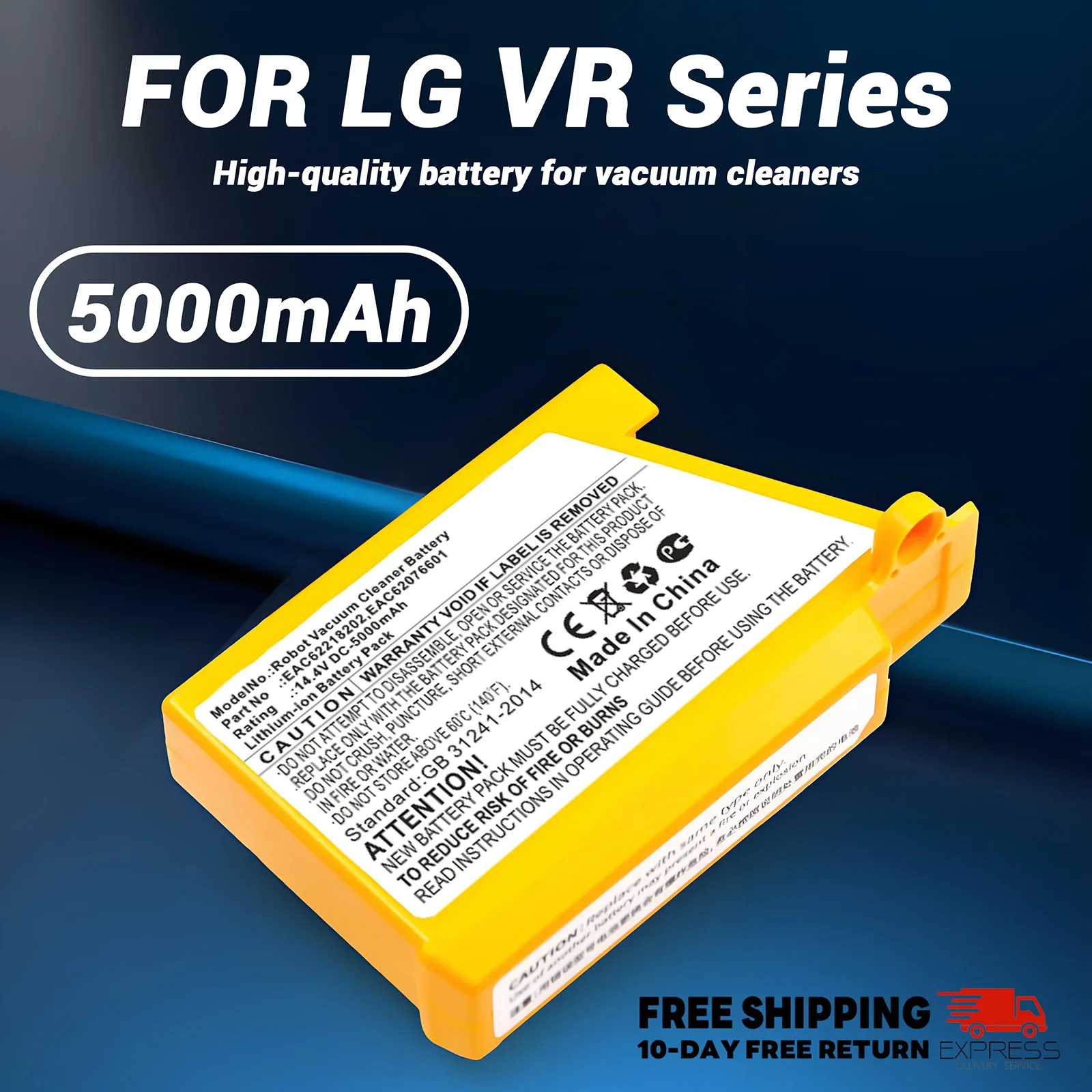 

5000mAh & 3500mAh Power - Packed Batteries for LG VR6270 - VR64604 Series Robot Vacuum Cleaners - EAC60766103 & EAC62218205 Fit