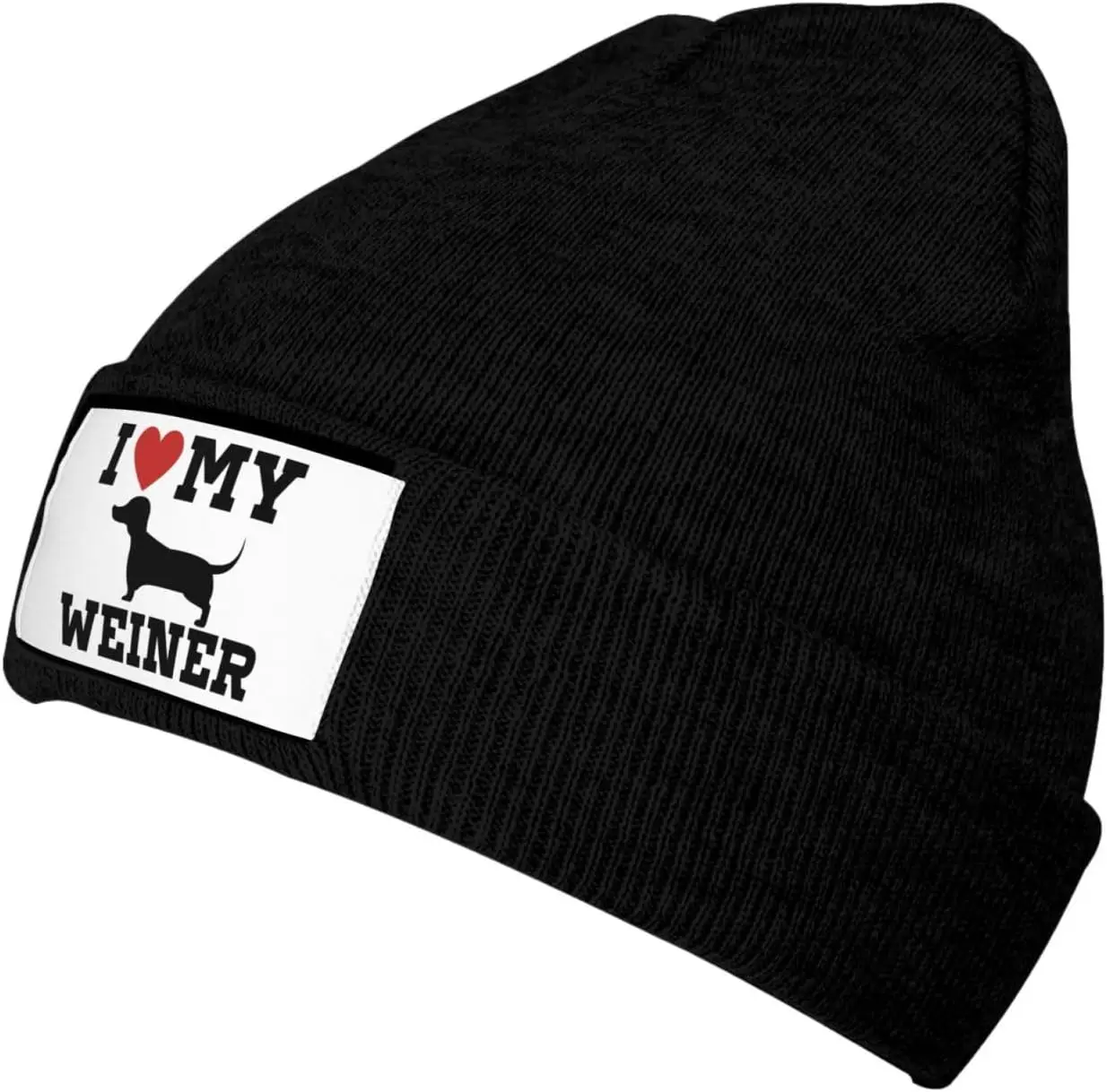 I Love My Weiner Knit Hat I Love My Weiner Dog Winter Cap for Men Women Warm Knit Hat Beanie Fashion Hat Black