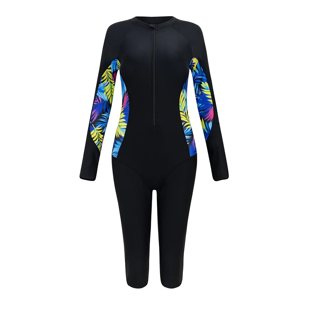 Women\'s Swimsuit Sport Style Long Sleeve One-Piece Bathing Suit Female Beachwear Woman Swimwear Surfing Suit Diving Outfits