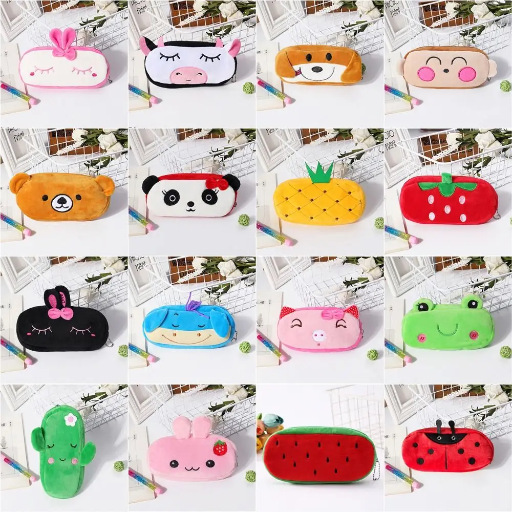 1 Stuks Kawaii Cartoon Dieren Pluche Etui Tas Sleutelhanger Portemonnee Portemonnee Portemonnee Tas Tas Schoolbenodigdheden