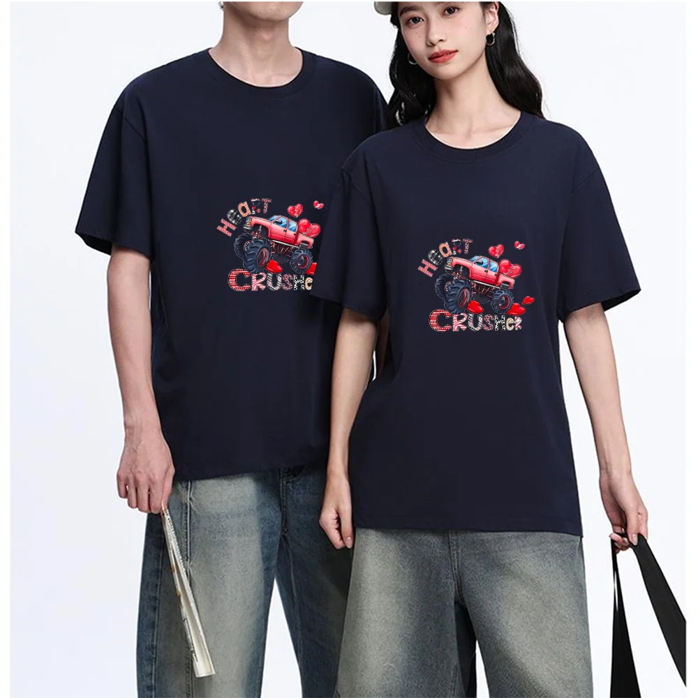 Heart Crusher Monster Truck Printed T Shirt Cotton S-XXL Personalized Custom Casual Short Sleeve Tee Aesthetic Graphic Top Unise