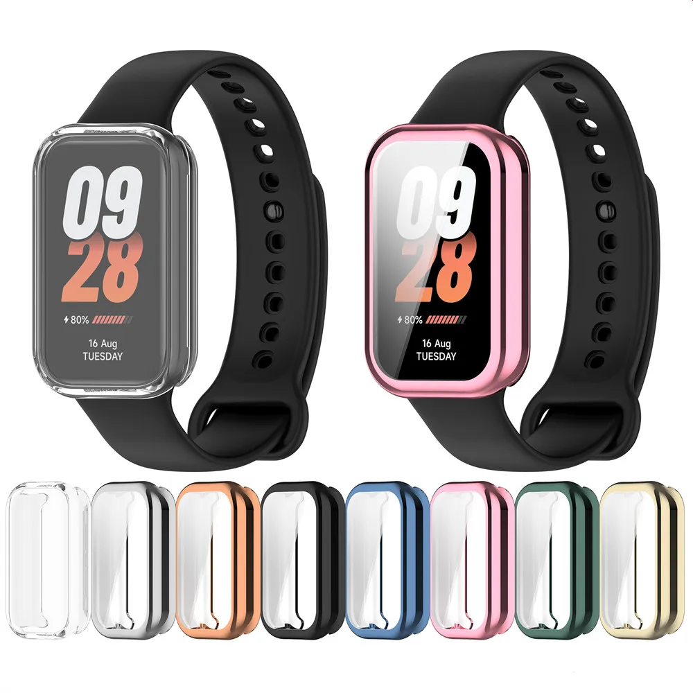 Full Cover Screen Protector For Xiaomi Mi Band 8 Active Protective Case Anti-drop Support Charging Covers Shell for Redmi Band2