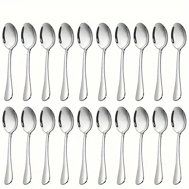 

20 pieces stainless steel dinner spoons, soup spoons, machine washable, suitable for kitchen, restaurant, family gatherings