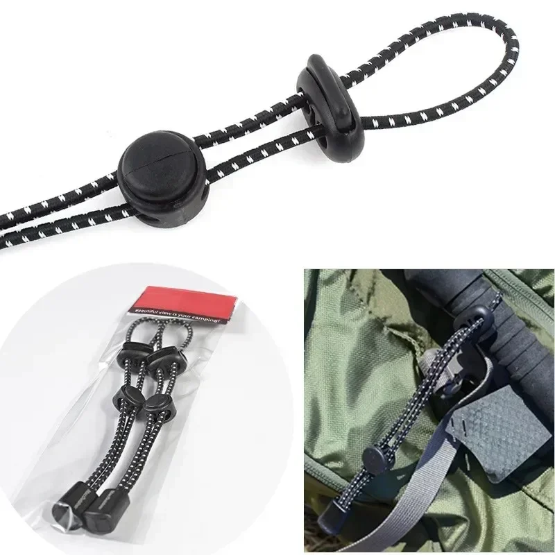 

1/2PC Elastic Rope Adjustable Backpack Walking Stick Holder Camping Hiking Pole Fixing Tie Cord Rope Mountaineering Buckle Tools