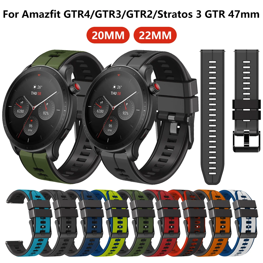 22mm Stripe Silicone Sport Strap Para Amazfit GTR4 Para GTR3 GTR2 Stratos 3 GTR 47mm Pulseira de Substituição Pulseiras