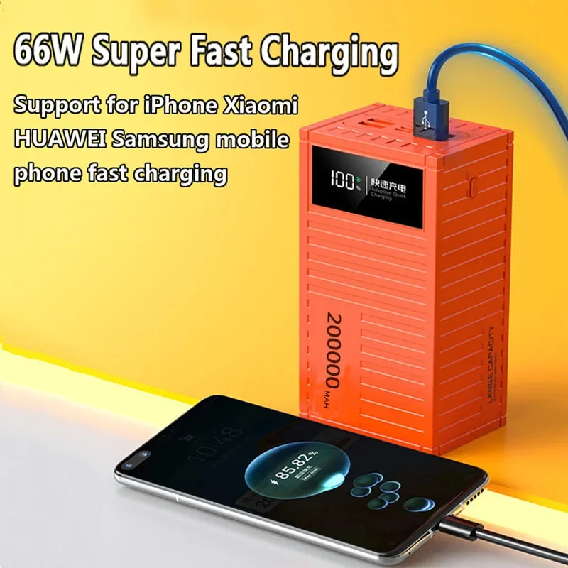 200000mAh Power Bank 66W Super Fast Charging Portable Charger  phone External Battery For iPhone Xiaomi Samsung Spare Battery