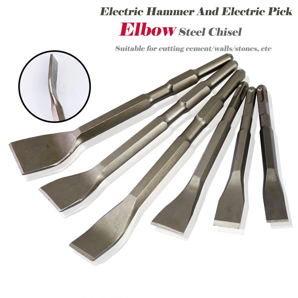 Chisel Bits Square/Round Handle Shank Carbon Steel Point Groove Gouge Flat Chisel Drill Bit For Concrete Brick Wall Drilling