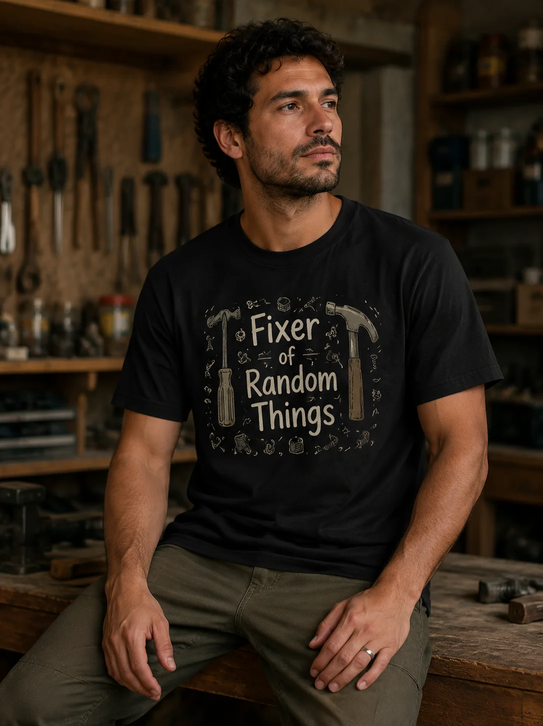 

Men Graphic T-Shirt Short Sleeve Classic Fit 50% Cotton 50% Polyester Fabric Fixer of Random Things Print Summer Casual for