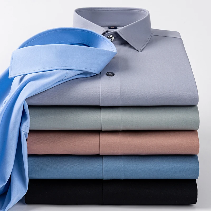 Quality Modal Men Shirt Long Sleeve Slim Fit Anti-wrinkle Non-ironing Slim Fashion Casual Business Office Shirts Men Long Sleeve