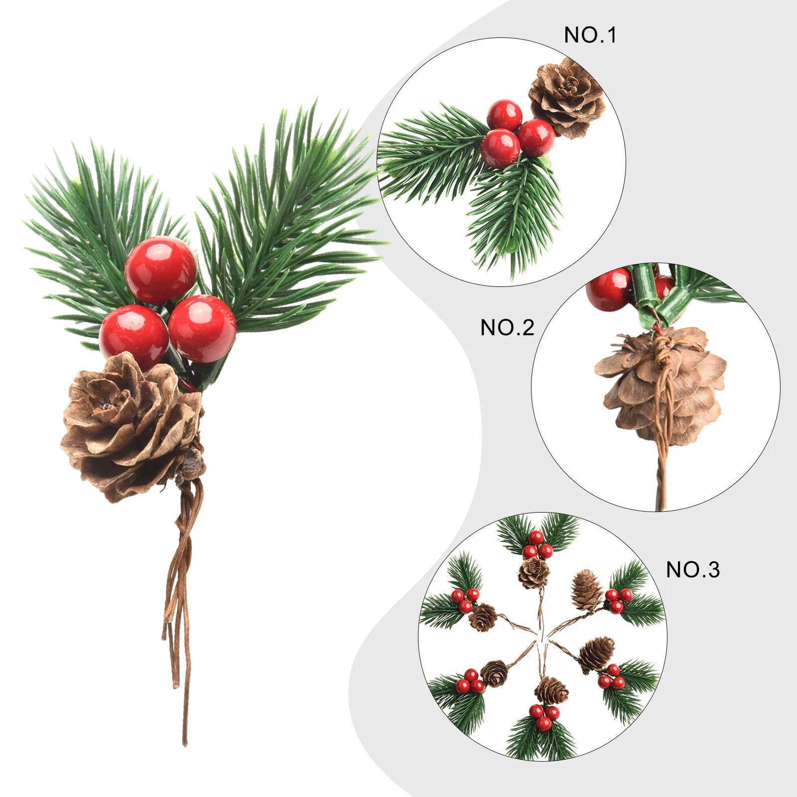 Holiday Gatherings Approximately 9-10 Cm Artificial Pine Picks DIY Crafts Holiday Decor PVC Material Party Decor