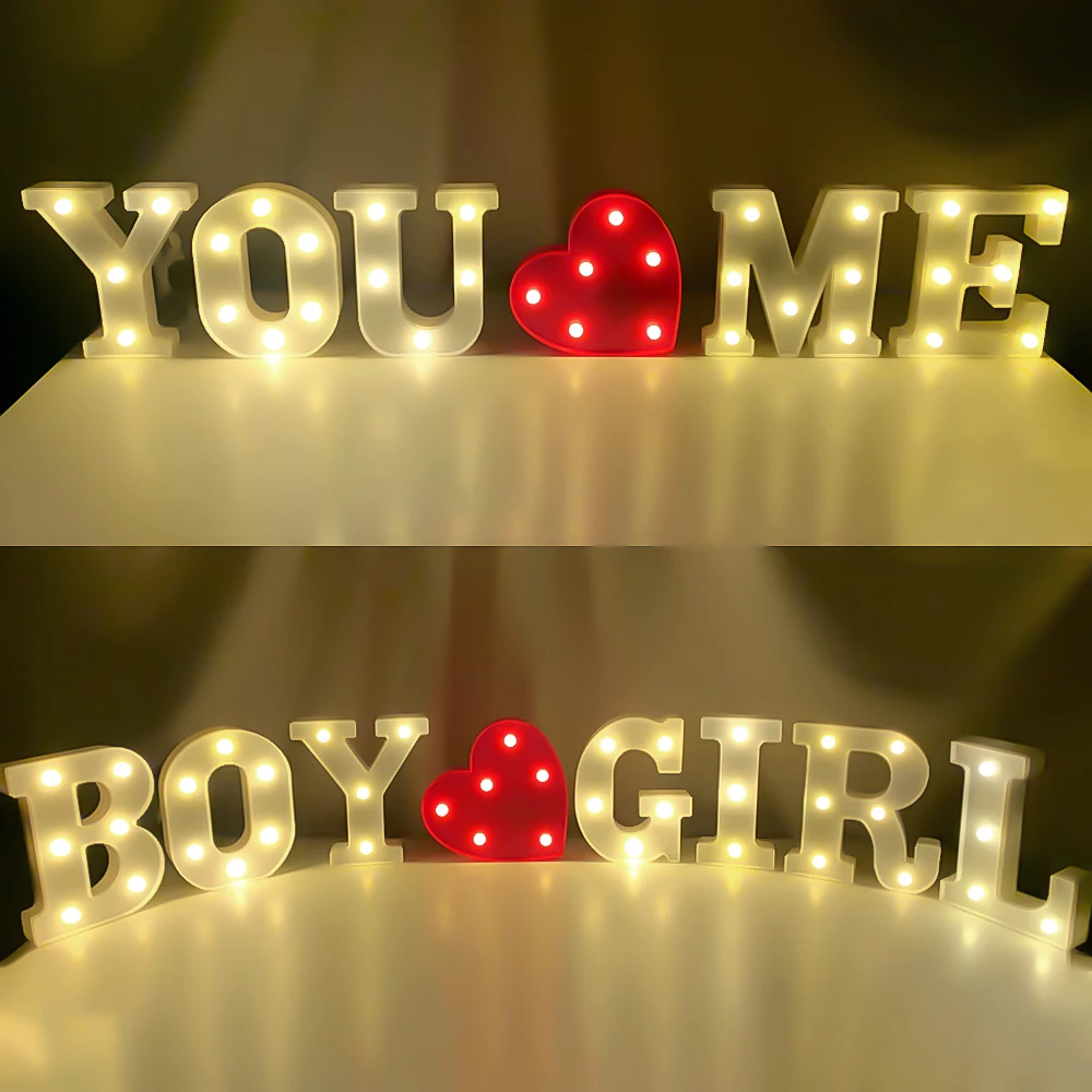 Creative Luminous 0-9 Digital Number Letter Light AA Battery Powered Lamp Night Light for Christmas Wedding Birthday Party Decor