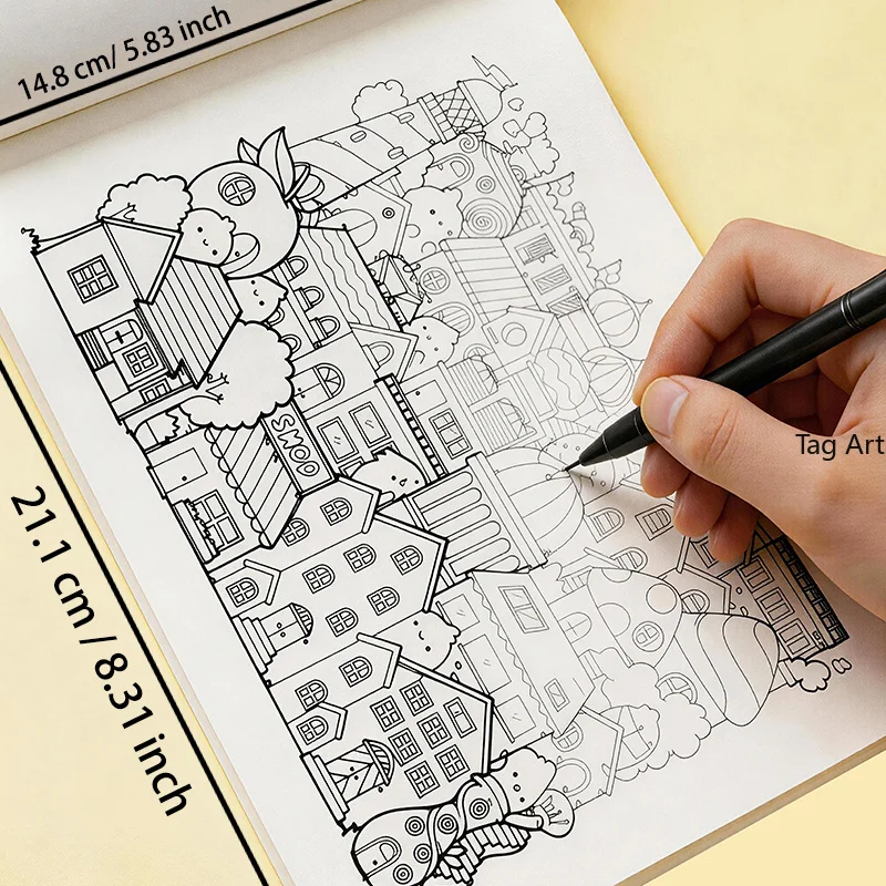 A Dense Full Page Graffiti Coloring Book with Animal/monster/character Themes, Line Drawing Coloring BOOK, 24 Healing Patterns