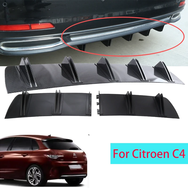 Para citroen c4 amortecedor traseiro do carro lábio abs asa dupla traseira tubarão chassi fin estilo curvo pára-choques difusor anti-colisão