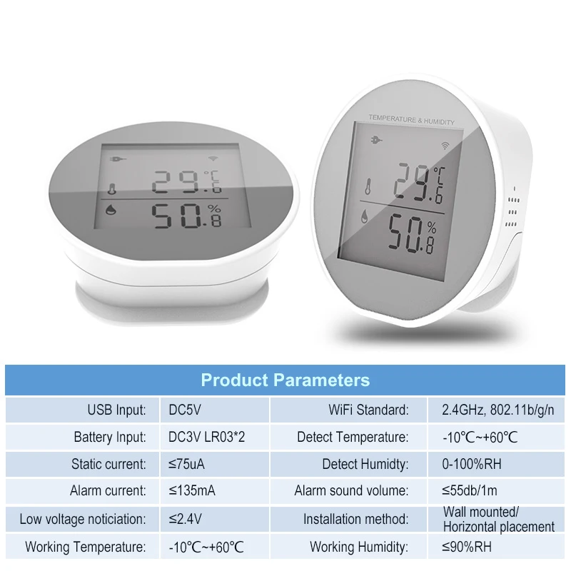 Tuya-Sensor de temperatura WiFi para interiores, higrómetro inteligente con pantalla LCD, Detector de humedad, termómetro compatible con Alexa y