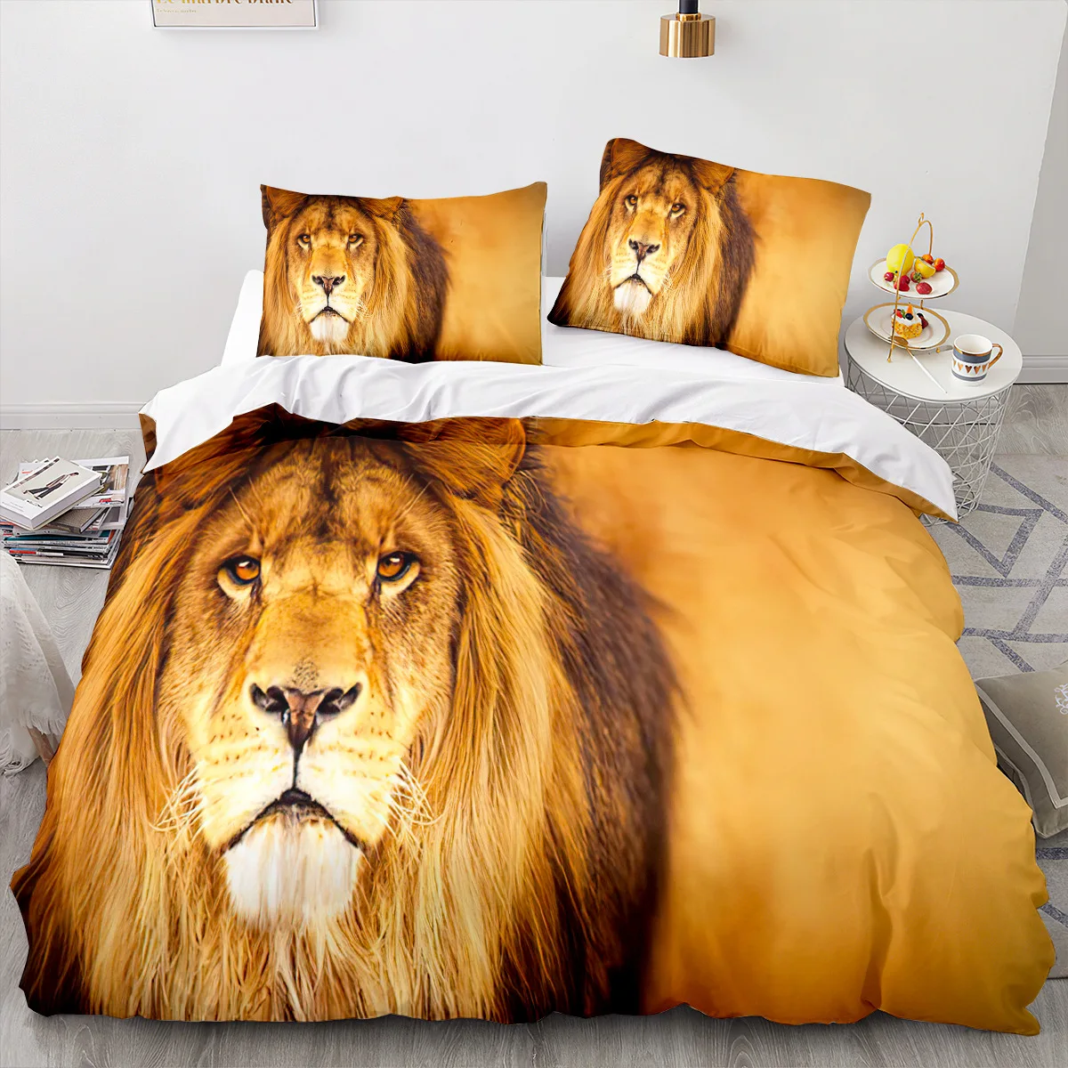 Tier Löwe Bettwäsche Set coole Tier Bettwäsche Wohnkultur Single Double Twin Size für Jungen Mädchen Kinder Erwachsene Löwe Bett bezug Set – Detail 14