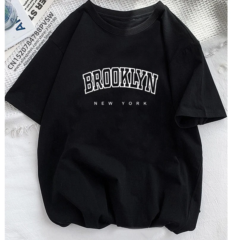 Women Brooklyn Letter Print T Shirt Girl Graphic Harajuku 2024 Streewear Clothes Causal Female Y2K Tops Tee