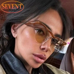 Small Frame Round Punk Sunglasses Women Men 2026 Luxury Brand Vintage Rimless Sun Glasses For Ladies Shades Eyewear