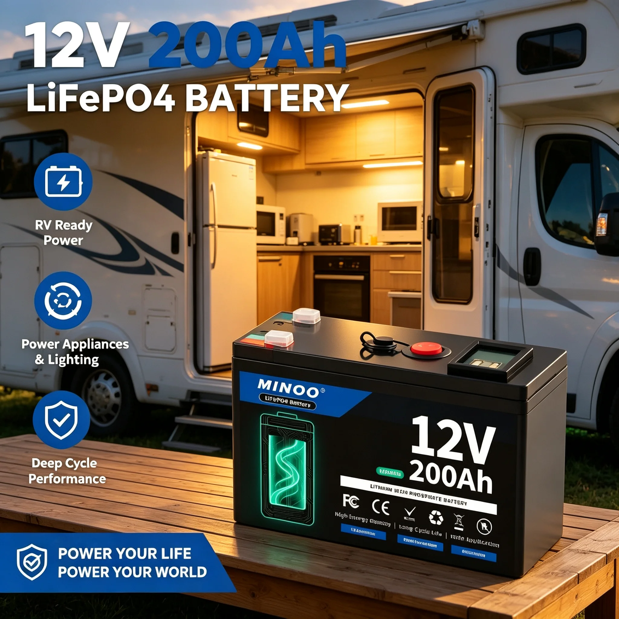 Fish Finder Charger - Batería LiFePO4 de 12V 200Ah de