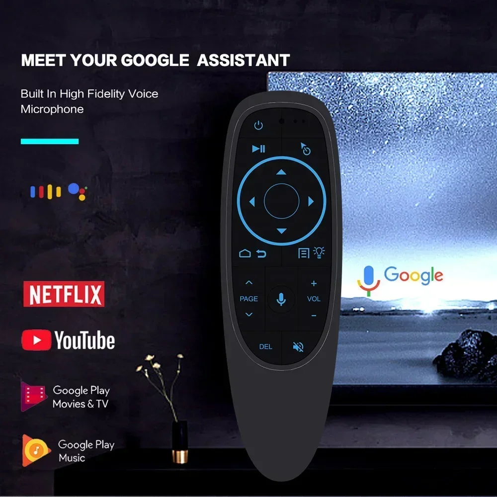 G10S PRO BT جهاز التحكم عن بعد الصوتي 2.4G مع BT5.0 ماوس هوائي لاسلكي جيروسكوب ذكي عن بعد بإضاءة خلفية لصندوق التلفزيون أندرويد