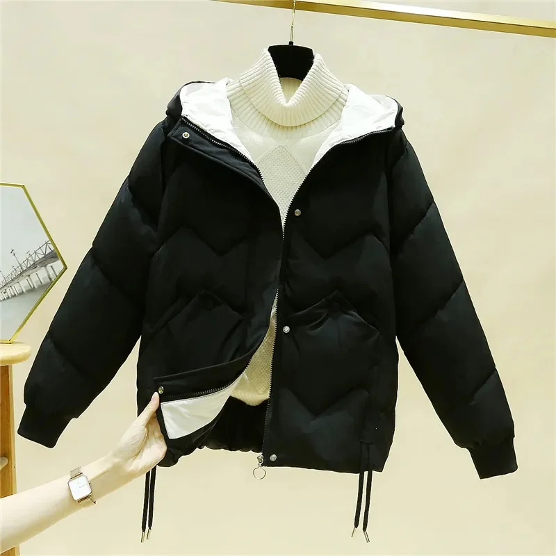 

2023 New Winter Parkas Women Jacket Hooded Basic Coat Thicken Female Jacket Warm Cotton Padded Parka Fahion Loose Outerwear 4XL