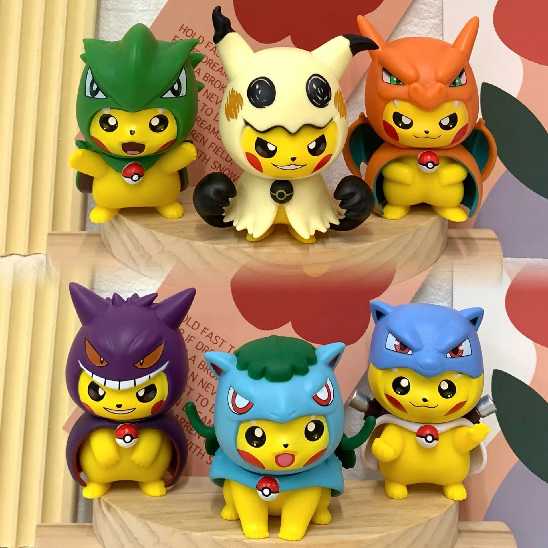 8-9CM Pokemon Anime Pikachu Figures Cosplay Bulbasaur Gengar Blastoise Charizard Cute PVC Collectible Model Toy Children\'s Gift